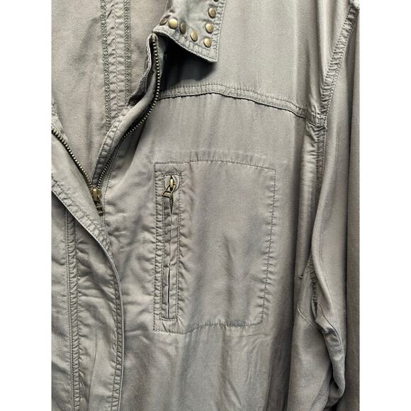 Catherines Women Linen Blend Safari Zip Shacket 2X EUC Eyelet Western Lagenlook - Picture 3 of 8
